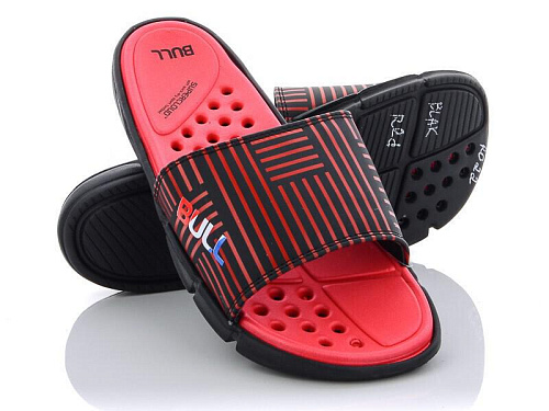 Шлепанцы Obuv Ok R022  black-red в магазине Фонтан Обуви