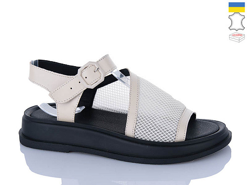 Босоножки Sali 108-1 бежевий чор-п. в магазине Фонтан Обуви