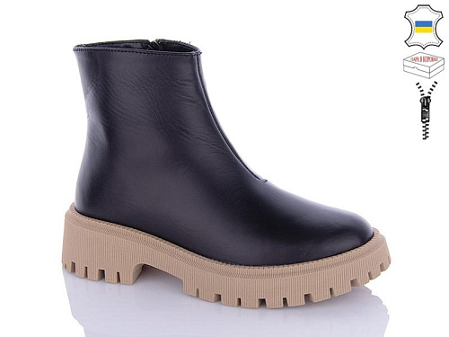 Ботинки Garti 6723 шк.хутро беж-чорний в магазине Фонтан Обуви