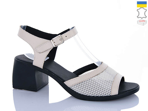 Босоножки Sali 1126 бежевий чор-п. в магазине Фонтан Обуви