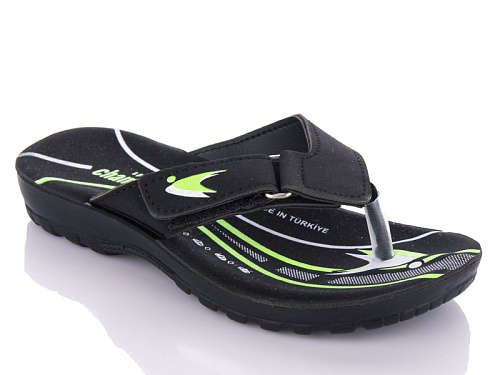 Шлепанцы Gurkem K26-6101 black-green (30-35) в магазине Фонтан Обуви
