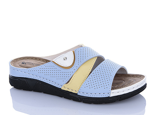 Шлепанцы Sali One 203-11 жовт-блакитний в магазине Фонтан Обуви