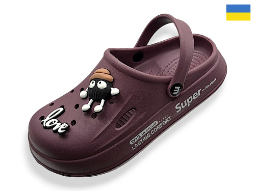 Кроксы Rai Shoes L108 марсала в магазине Фонтан Обуви