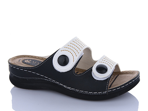 Шлепанцы Sali One 201-67-7 чорний-білий в магазине Фонтан Обуви