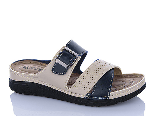 Шлепанцы Sali One 203-58 син-бежевий в магазине Фонтан Обуви