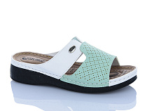 Шлепанцы Sali One 209-04 біл-зелений в магазине Фонтан Обуви