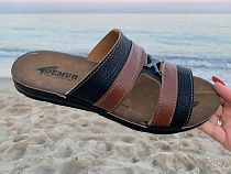 Шлепанцы Demur MKN6833 black-camel в магазине Фонтан Обуви