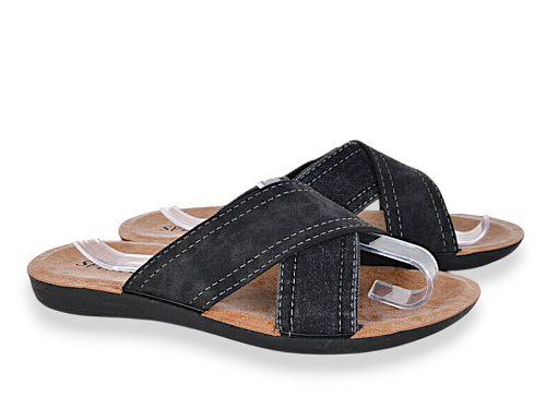 Шлепанцы Jumay SP джинс комбі чорний в магазине Фонтан Обуви