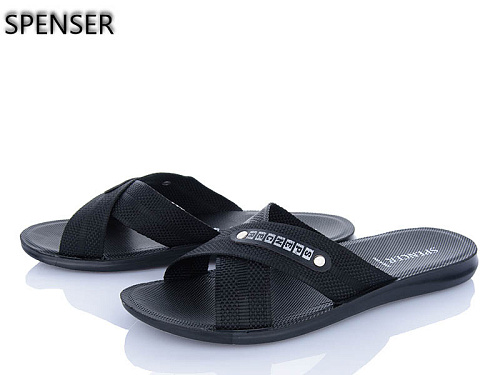 Шлепанцы Spencer 0301Б чорний батал в магазине Фонтан Обуви