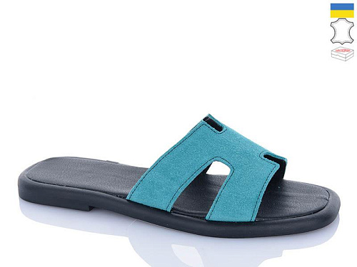 Шлепанцы Garti 84 бірюза замш в магазине Фонтан Обуви