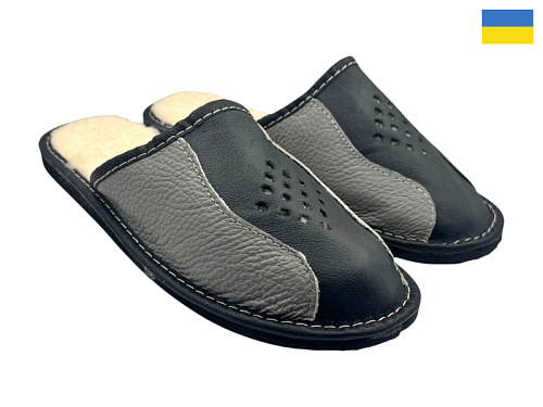 Тапочки Rai Shoes Капці 1 чол.сірий-чорний в магазине Фонтан Обуви