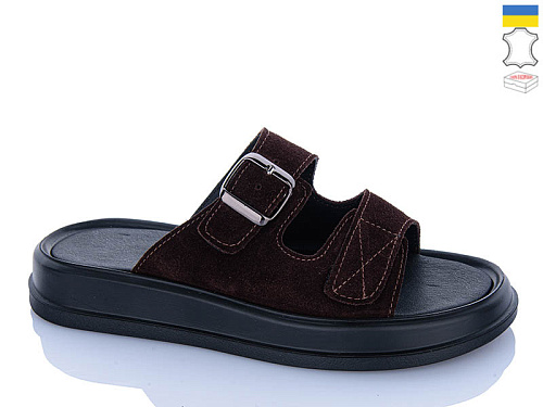 Шлепанцы Sali 10 шоколад з чор-п. в магазине Фонтан Обуви