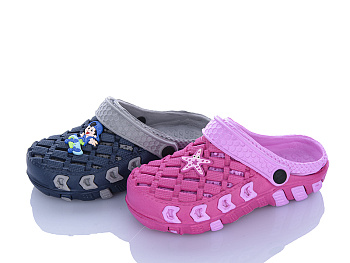 Кроксы Jibukang 02A-6301 fuchsia-grey mix в магазине Фонтан Обуви