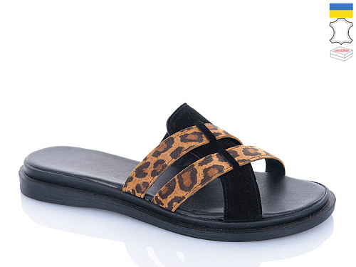 Шлепанцы Sali 502-19 лео-корич.з чор-п. в магазине Фонтан Обуви