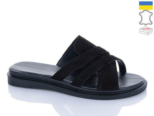 Шлепанцы Garti 8 чорний замш в магазине Фонтан Обуви