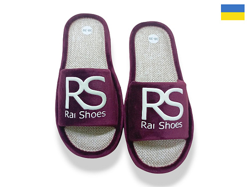 Тапочки Rai Shoes Шльопки RS бордовий в магазине Фонтан Обуви