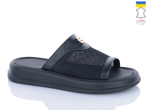 Шлепанцы Sali 229 чорний шкіра чор-п в магазине Фонтан Обуви