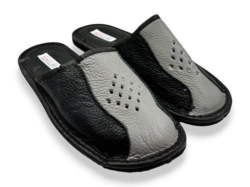 Тапочки Rai Shoes Капці 2 чол.чор-сірий в магазине Фонтан Обуви