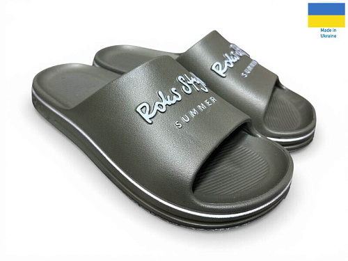 Шлепанцы Rai Shoes 520-017 хакі в магазине Фонтан Обуви