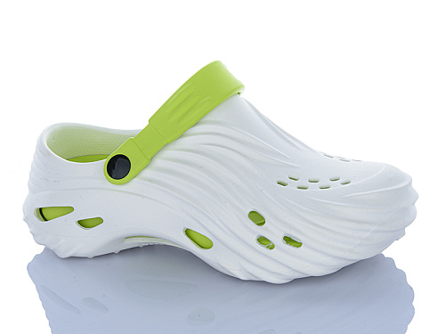 Кроксы Violeta B101 white-green в магазине Фонтан Обуви