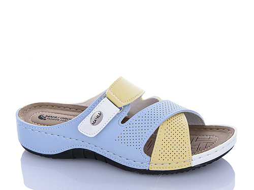 Шлепанцы Sali One 05-29 жовт-блакитний в магазине Фонтан Обуви