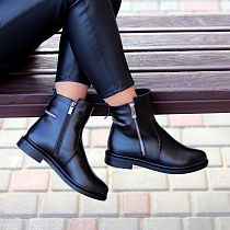 Ботинки Garti 507 чорна шкіра мех в магазине Фонтан Обуви