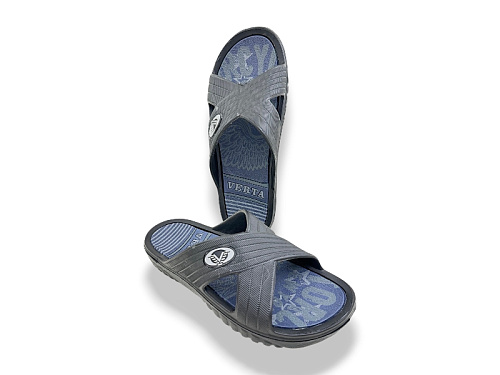 Шлепанцы Rai Shoes 12 сірий-синій в магазине Фонтан Обуви