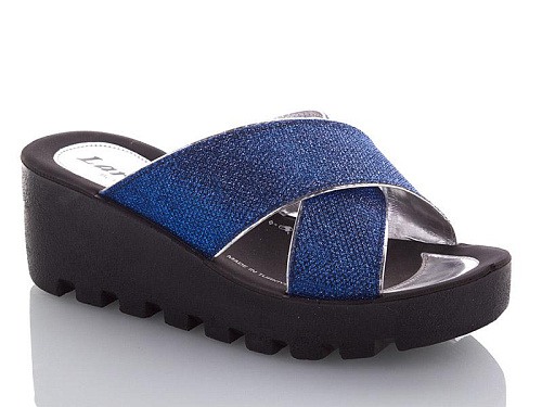 Шлепанцы Gurkem W26-W777-19 blue-silver в магазине Фонтан Обуви