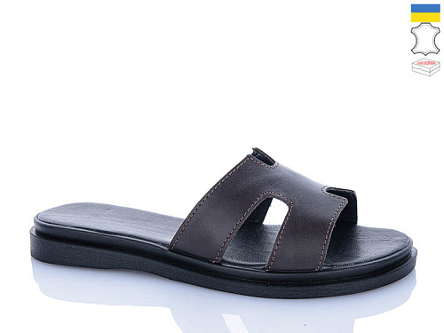 Шлепанцы Garti 012 коричневий шк. в магазине Фонтан Обуви