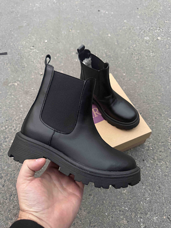 Ботинки Garti 352 чорна шкіра мех в магазине Фонтан Обуви