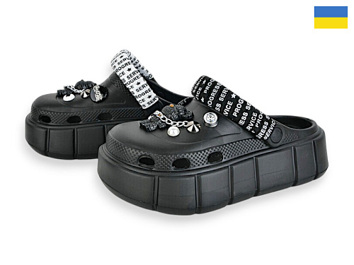 Кроксы Rai Shoes E152-2-4 чорний в магазине Фонтан Обуви