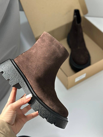 Ботинки Garti 6725 коричневий замш мех в магазине Фонтан Обуви