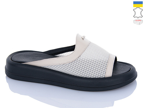 Шлепанцы Sali 2290 бежевий чор-п. в магазине Фонтан Обуви