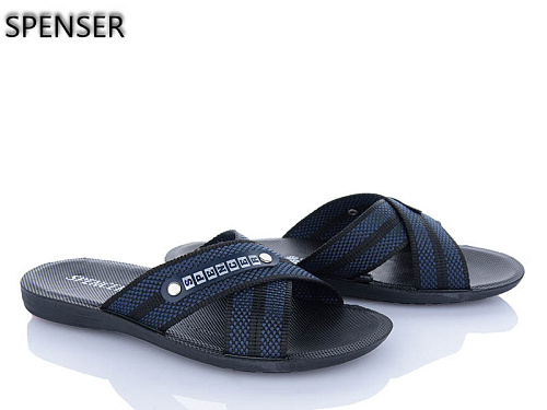 Шлепанцы Spencer 0301 чорний-синій в магазине Фонтан Обуви