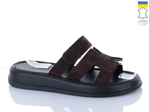 Шлепанцы Sali 1501-25 коричневий з чор-п. в магазине Фонтан Обуви