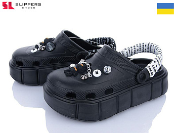 Кроксы Slipers 152-2-4 чорний в магазине Фонтан Обуви