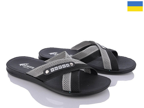 Шлепанцы Gurkem 2024-004-1 чорний-сірий батал в магазине Фонтан Обуви