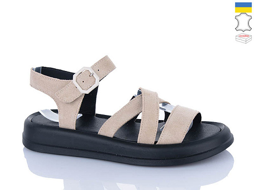 Босоножки Sali 2105 бежевий з чор-п. в магазине Фонтан Обуви