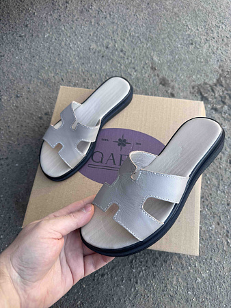 Шлепанцы Garti 94 беж шкіра в магазине Фонтан Обуви