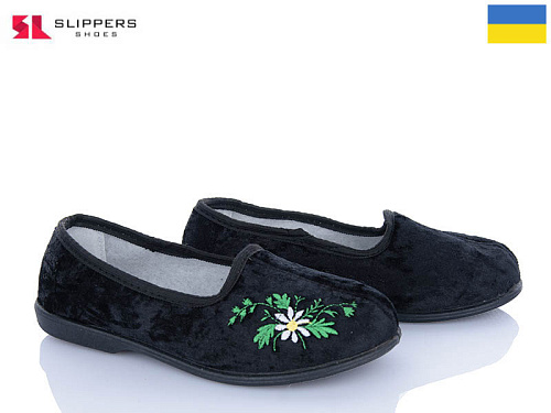 Тапочки Slipers Гофра квітка чорний в магазине Фонтан Обуви