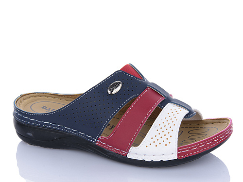 Шлепанцы Sali One 1007 синій-черв-білий в магазине Фонтан Обуви