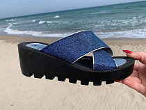 Шлепанцы Gurkem W777 blue-silver в магазине Фонтан Обуви