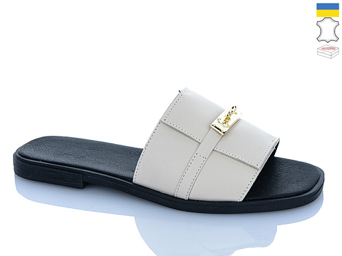 Шлепанцы Sali 18 бежевий к чор-п. в магазине Фонтан Обуви