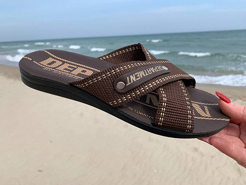 Шлепанцы Gurkem TRK2026-1 Depart коричневий-білий в магазине Фонтан Обуви