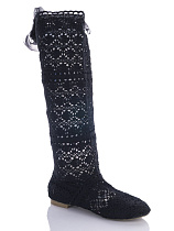 Сапоги Miss Ilonna Вязка ботфорт черный в магазине Фонтан Обуви