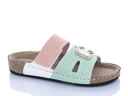 Шлепанцы Sali One 06-59 рож-зелений в магазине Фонтан Обуви