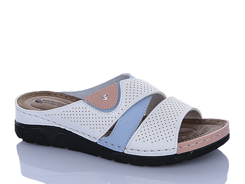 Шлепанцы Sali One 203-11 біл-блакитний в магазине Фонтан Обуви