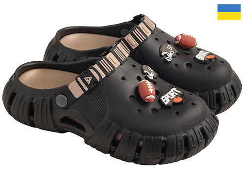 Кроксы Rai Shoes DS770 чорний-бежевий в магазине Фонтан Обуви