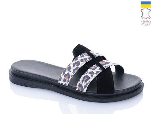 Шлепанцы Sali 502-19 лео-білий з чор-п. в магазине Фонтан Обуви