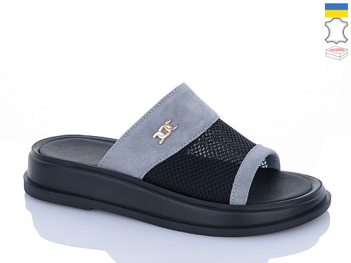 Шлепанцы Sali 230 сірий з чор-п. в магазине Фонтан Обуви